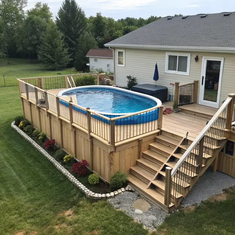 Above Ground Pool With Deck Off House